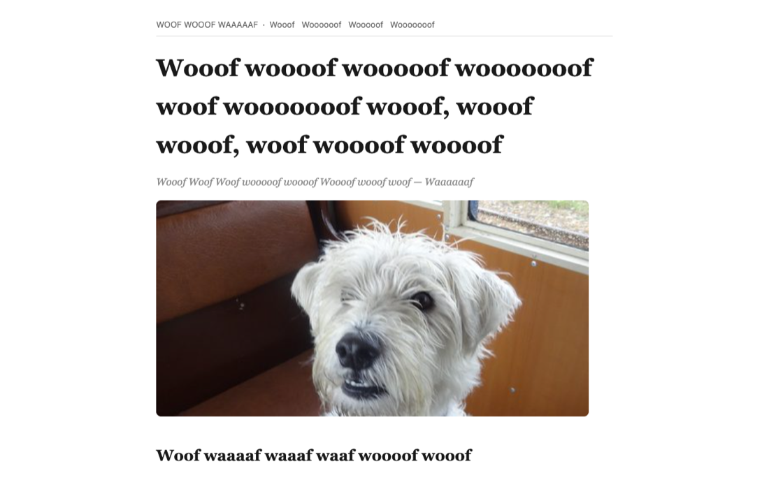 Chienternet turning a news page into dog woofs